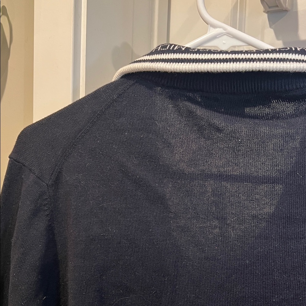 Michael Kors Navy and White Zip-Up Sweater - Picture 7 of 7